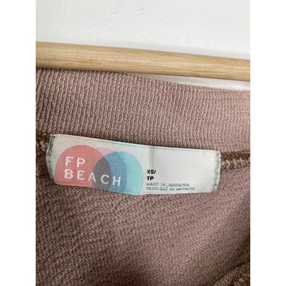 Free People Beach Cream-Ish Grey Side Slit Sweatshirt Women's Size X-Small XS - Picture 6 of 9
